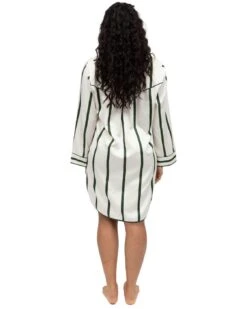 Cyberjammies Fable & Eve Maida Vale Woven Long Sleeve Printed Stripe Nightshirt - Olive Green Mix -Belle Lingerie Store BELLE Fable EveMaidaVale 2269 cyberjammies fable eve maida vale woven long sleeve printed stripe nightshirt olive green mix 7