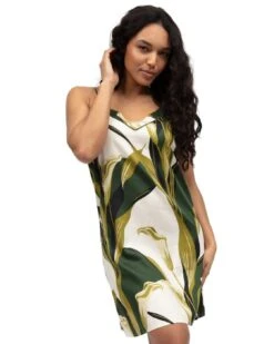 Cyberjammies Fable & Eve Maida Vale Floral Print Strappy Short Nightdress - Olive Green Mix