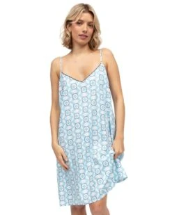 Cyberjammies Madelyn Geo Print Strappy Nightdress - Blue Mix