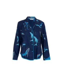 Cyberjammies Marina Whale Print Pyjama Top - Navy Mix -Belle Lingerie Store BELLE Marina 5018 cyberjammies marina whale print pyjama top navy mix 4