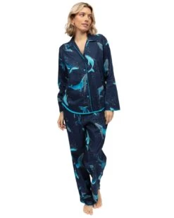 Cyberjammies Marina Whale Print Pyjama Top - Navy Mix -Belle Lingerie Store BELLE Marina 5018 cyberjammies marina whale print pyjama top navy mix 5