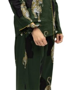 Cyberjammies Olive Leopard Print Wide Pyjama Bottoms - Olive Green Mix -Belle Lingerie Store BELLE Olive 5001 cyberjammies olive leopard print wide pyjama bottoms olive green mix 4