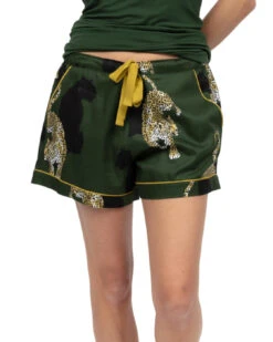 Cyberjammies Olive Leopard Print Shorts - Olive Green Mix