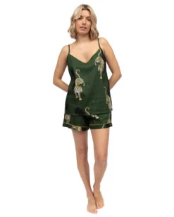 Cyberjammies Olive Leopard Print Shorts - Olive Green Mix -Belle Lingerie Store BELLE Olive 5003 cyberjammies olive leopard print shorts olive green mix 4
