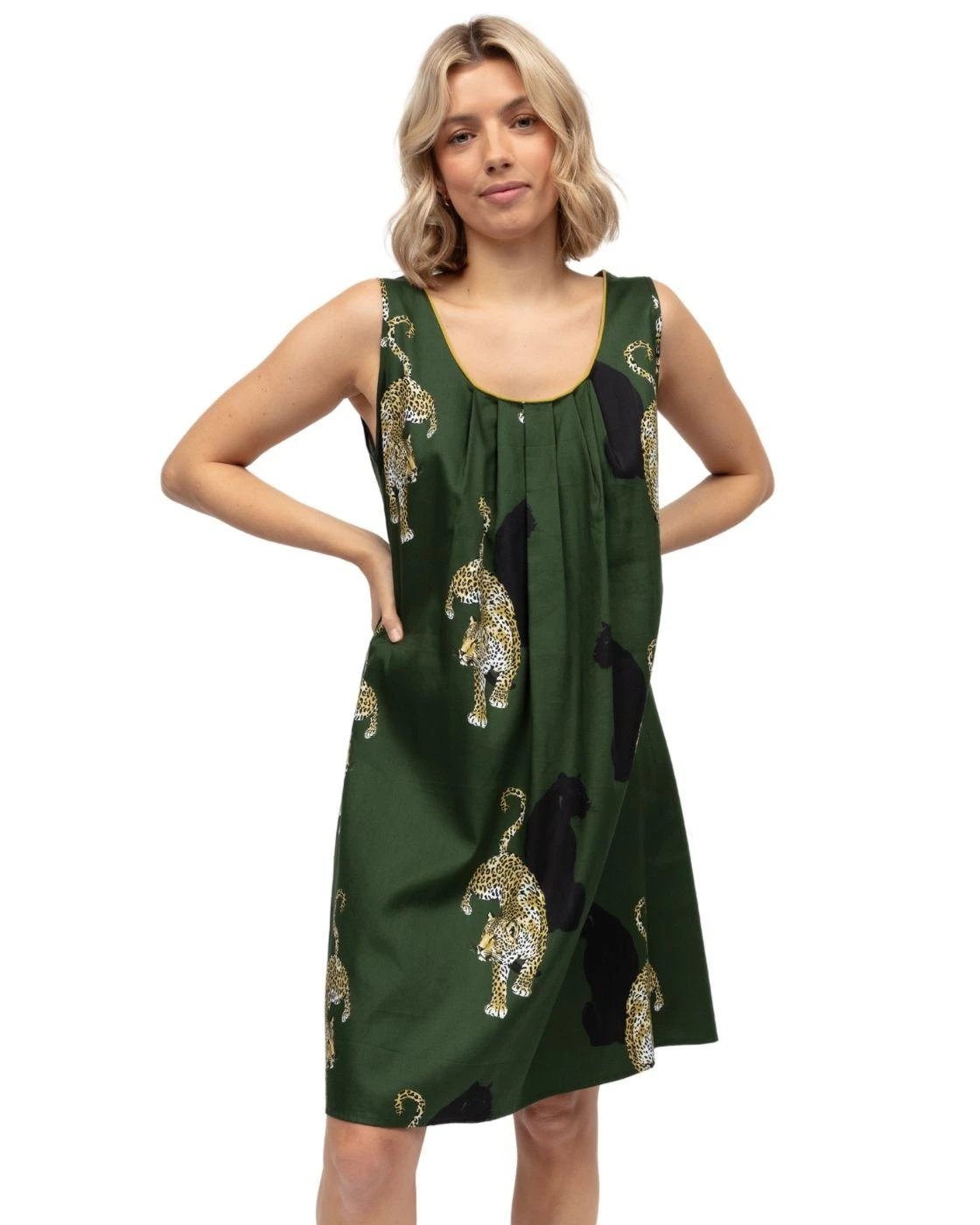 Cyberjammies Olive Leopard Print Short Nightdress - Olive Green Mix 3 Cyberjammies Olive Leopard Print Short Nightdress - Olive Green Mix - Image 3