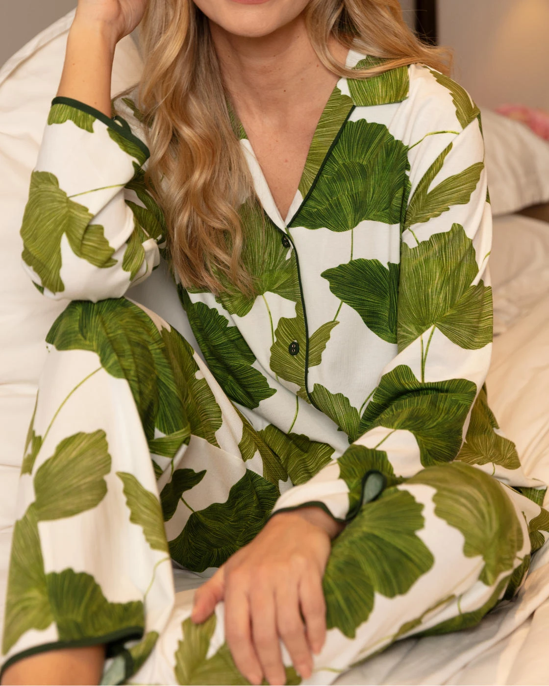 Cyberjammies Olive Leaf Printed Jersey Pyjama Bottoms - Olive Green Mix 8 Cyberjammies Olive Leaf Printed Jersey Pyjama Bottoms - Olive Green Mix - Image 8