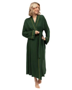 Cyberjammies Olive Jersey Long Dressing Gown - Olive Green