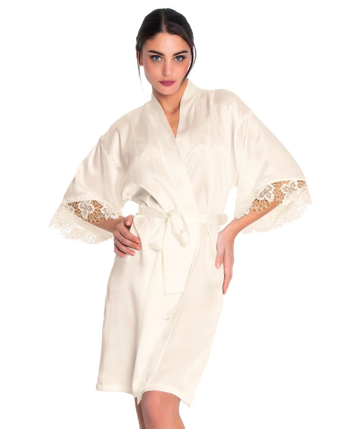 Lise Charmel Princesse Iris Mid-Length Negligee Gown - Ecru Nacre 1 Lise Charmel Princesse Iris Mid-Length Negligee Gown - Ecru Nacre